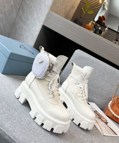 Prada Monolith And Nylon Fabric Boots White For Women PRD ?1T255M_3LJS_F0009_F_B055