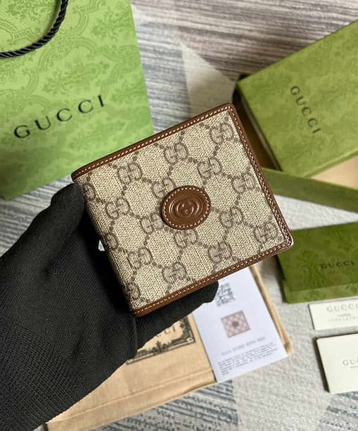 Gucci Card Case Wallet with Interlocking G Brown For Men 4.5in/11cm GG 671652 92TCG 8563