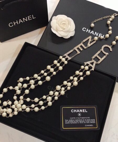 Alternative view of Chanel C-H-A-N-E-L Necklace Gold Tone For Women