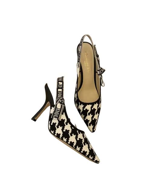 Dior CD J'Adior Slingback Pump Black And White For Women 3.7 in / 9.5 cm