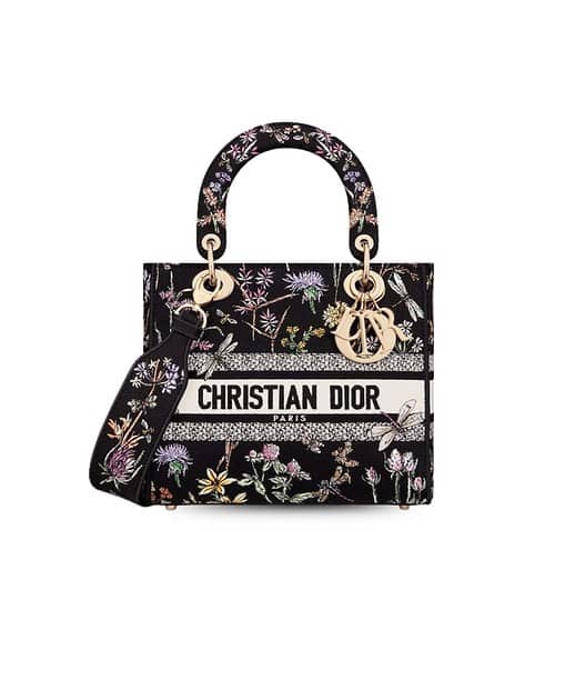 Christian Dior Medium Lady D-Lite Bag Black For Women 9.5in/24cm M0565OEGM_M911