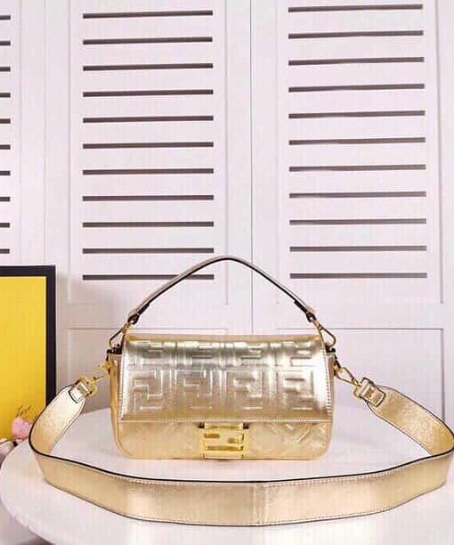 Fendi Baguette Chain Midi Medium Gold Bag For Woman 26cm/10in