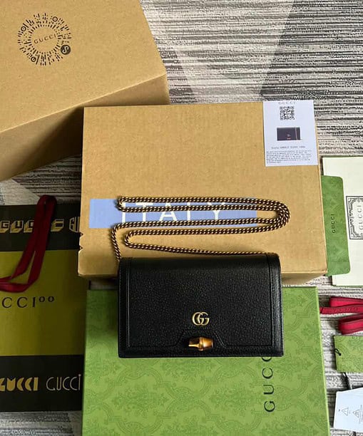 Gucci Diana Mini Bag With Bamboo Black For Women, Women's Bags 7.5in/19cm GG 696817 DJ20T 1000