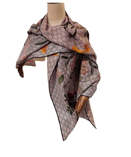 Gucci Floral Cashmere Monogram Scarf 180cm/71in For Women