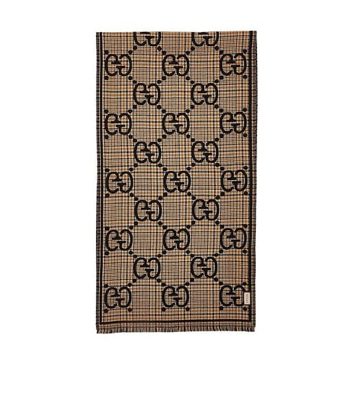 Gucci Check Jacquard Scarf Brown And Black 180cm/71in For Women