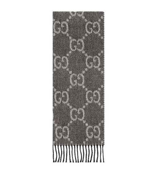 Gucci Wool Scarf Grey 195cm/77in For Women