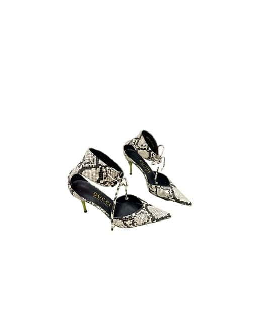 Gucci High Heel Python Print Pump Beige For Women