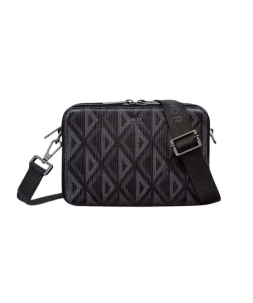 Dior Pouch With Strap Diamond Black/Grey For Women 6.5in/17cm CD 2ESBC119DCO_H43E