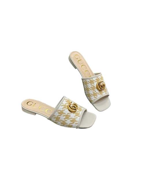 Gucci Slide Sandal With Double G Beige For Women