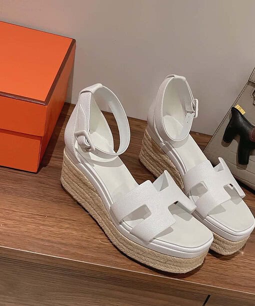 Hermes Doll 40 Espadrilles White For Women 1.6in/4cm