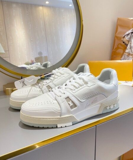 Louis Vuitton Trainer Sneaker Rubber Grain White Virgil Abloh For Men LV 1A8WAX