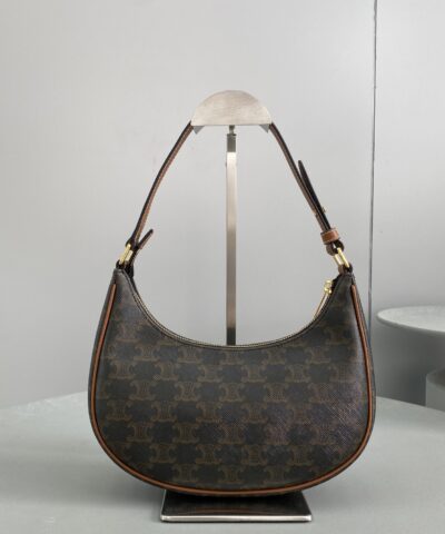 Celine Ava Bag In Triomphe Canvas Brown For Women 9in/23.5cm 193952BZJ.04LU