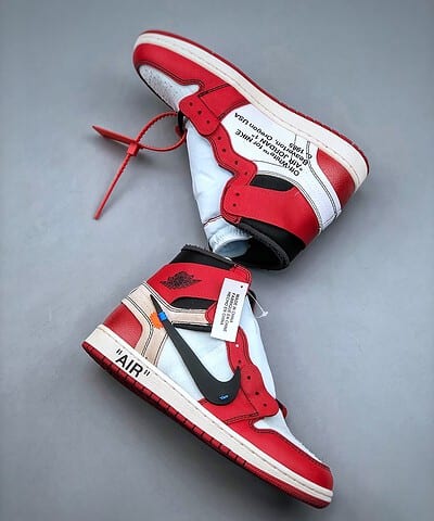 Nike Off-White Air Jordan 1 Retro High OG Chicago in White/Black-Varsity Red For Men, Men’s Shoes AA3834-101