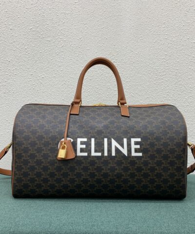 Celine Large Voyage Bag In Triomphe Canvas With Celine Print Tan For Women 20in/50cm 191472BZK.04LU
