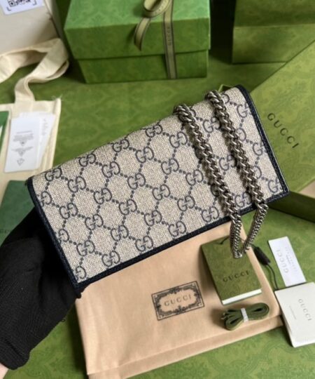 Alternative view of Gucci Horsebit 1955 Wallet With Chain Beige And Blue For Women 7.5in/19cm GG