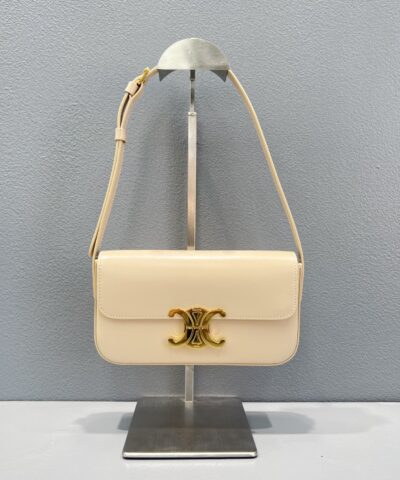 Celine Triomphe Shoulder Bag Beige For Women 8in/20.5cm