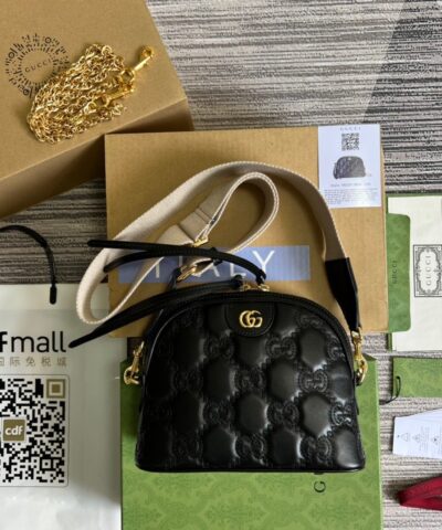 Gucci Matelasse Shoulder Bag Black For Women, Women's Bags 9in/23cm GG