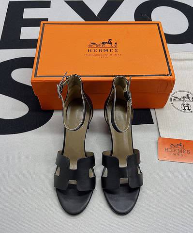 Hermes Legend Sandals Calfskin Leather Spring/Summer Collection Noir
