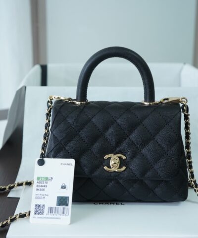 Chanel Classic Mini Flapbag Top Handle Black For Women 7.5in/19cm