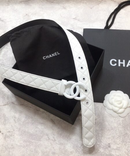Alternative view of Chanel Belt Quilted With Double C Buckle White With White Hardware Women Belt