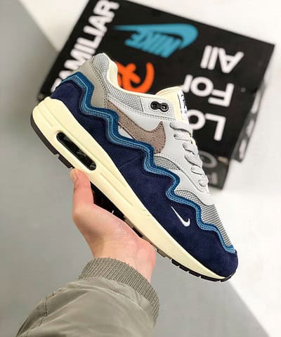 Nike Air Max 1 Patta Waves Noise Aqua Blue-Grey neaker For Men, Men’s Shoes