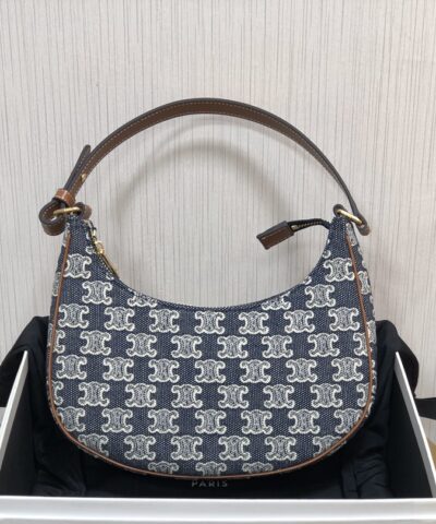 Celine Ava Bag In Triomphe Canvas Denim For Women 9in/23cm