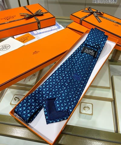 Hermes Crane Motif Tie Blue Hermes Men Tie
