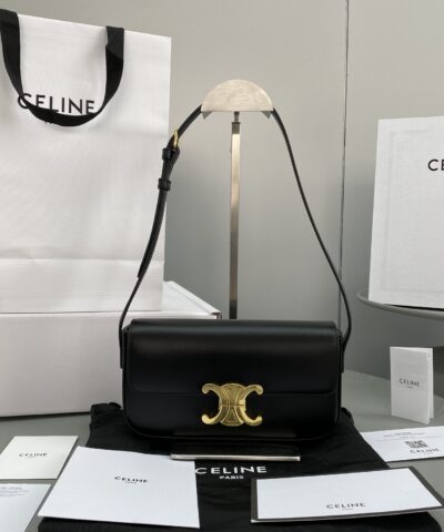 Celine Triomphe Shoulder Bag Black For Women 8in/20cm 194143BF4.38NO
