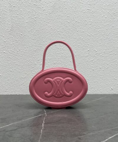Celine Oval Minaudiere Cuir Triomphe Pink For Women 6in/11.5cm