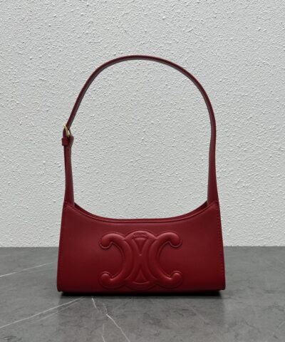 Celine Cuir Triomphe Shoulder Bag Red For Women 9.4in/24cm