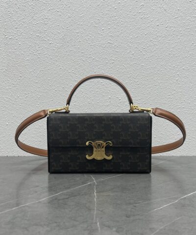 Celine Box Triomphe In Triomphe Canvas Tan For Women 9in/22cm 199992CUZ.04LU