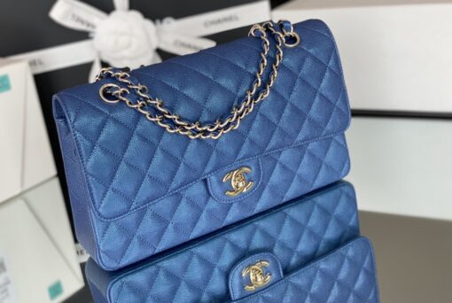 Chanel Classic HandBag Blue For Women 9.9in/25.5cm A01112 - Image 10