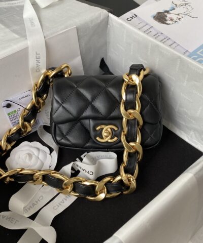 Chanel Mini Flap Bag Black For Women, Women's Bags Shoulder And Crossbody Bags 6.6in/17cm AS3213