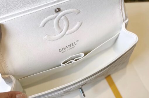 Chanel Classic Medium Flapbag Silver Hardware White 10in/25.5cm - Image 9