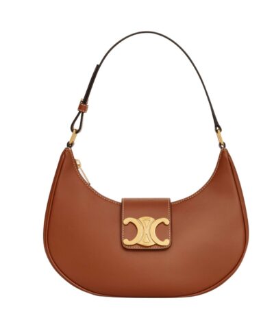 Celine Ava Triomphe Soft Bag Brown For Women 24.5cm / 10in 114493DGQ.04LU