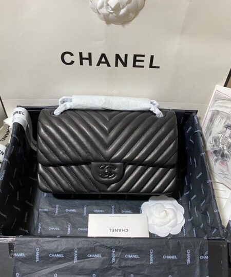 Alternative view of Chanel Chevron Classic Handbag Black For Women 10.2in/26cm