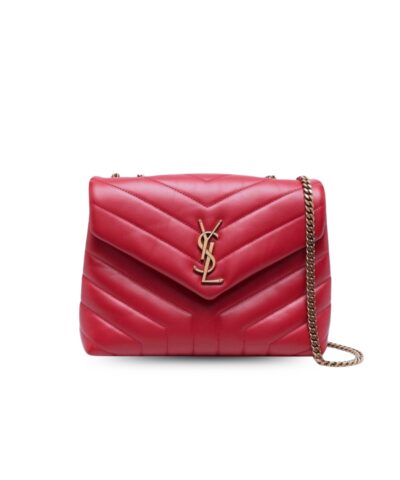 Saint Laurent Loulou Small Chain Bag In Matelasse "Y" Burgundy For Women 9.8in/23cm YSL 494699DV7276475