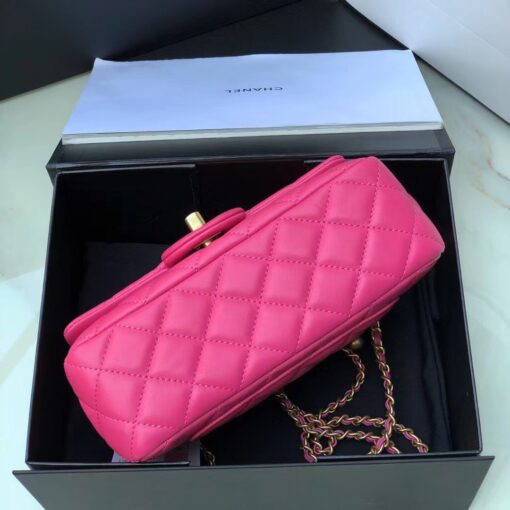 Chanel Flap Bag With CC Ball On Strap Pink For Women, Women's Handbags, Shoulder And Crossbody Bags 7.8in/20cm AS1787 - Image 7