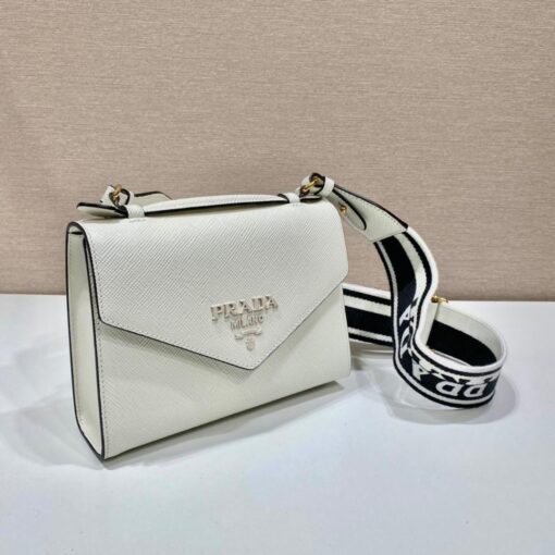 Prada Monochrome Saffiano Bag White For Women, Women's Bags 8.2in/21cm 1BD317_2ERX_F0009_V_3O3 - Image 2