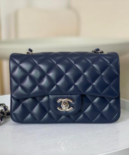 Chanel Classic Handbag Navy Blue For Women 10.2in/20cm A01112