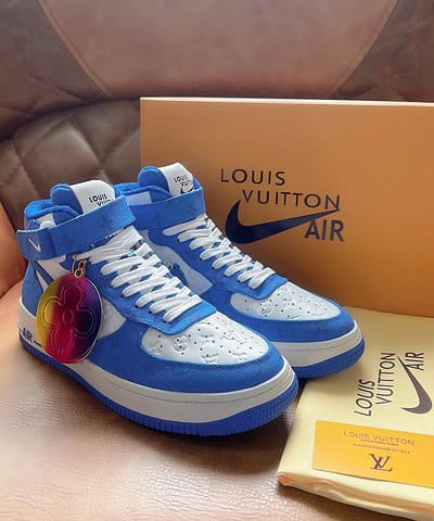 Louis Vuitton And Nike “Air Force 1” By Virgil Abloh White/Blue For Men, Men’s Shoes
