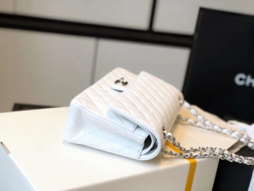 Chanel Classic Medium Flapbag Silver Hardware White 10in/25.5cm - Image 3