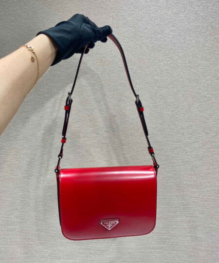Alternative view of Prada Brushed Shoulder Bag In Red For Women 7.8in/ 20cm 1BD308_ZO6_F02SB_V_HOO