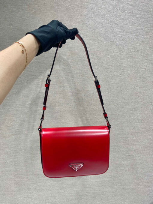 Prada Brushed Shoulder Bag In Red For Women 7.8in/ 20cm 1BD308_ZO6_F02SB_V_HOO - Image 2