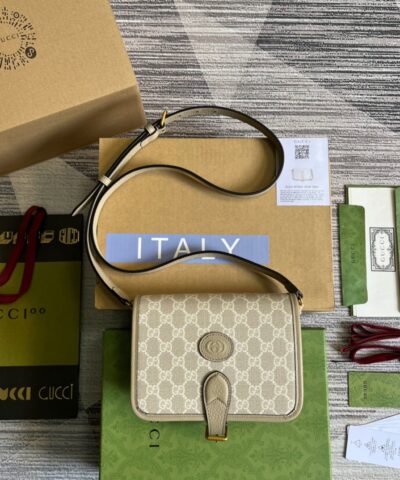 Gucci Mini Shoulder Bag With Interlocking G Beige For Women, Women's Bags 7.9in/20cm GG 671620 UULBT 9683