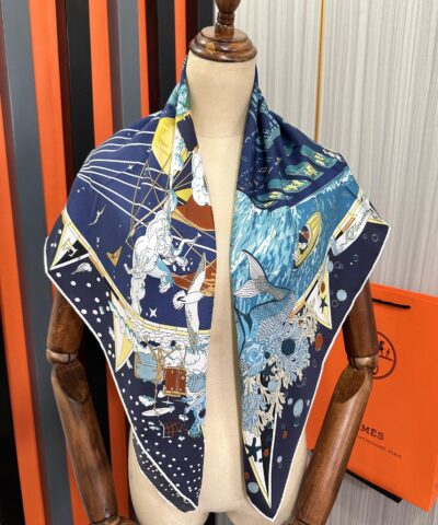 Hermes Flagship Scarf 90 In Blue