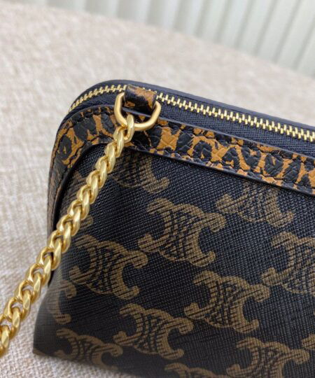 Alternative view of Celine Clutch On Chain In Triomphe Canvas And Grained With Leopard Print Black For Women 6in/15cm 10D732CA4.04B