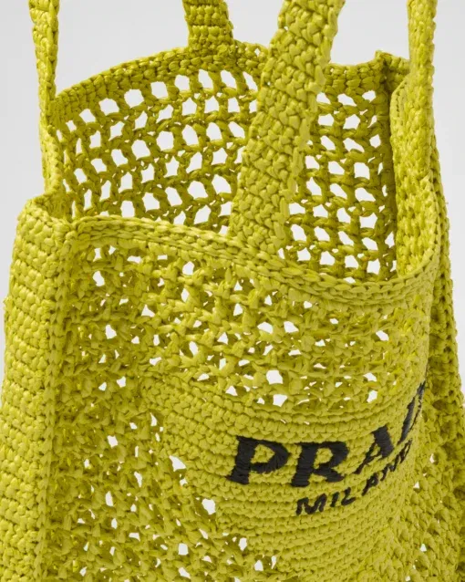 Prada Raffia Tote Bag Citron yellow For Women 1BG393_2A2T_F0322_V_OOO 14.9in/38cm - Image 4