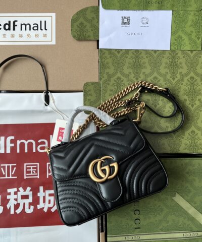 Gucci GG Marmont Mini Top Handle Bag Black For Women, Women's Bags 8.3in/21cm GG 547260 DTDIT 1000