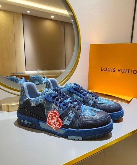 Louis Vuitton Trainer Sneaker Monogram Denim Blue Nigo/Virgil Abloh For Men LV 1A9IQ9